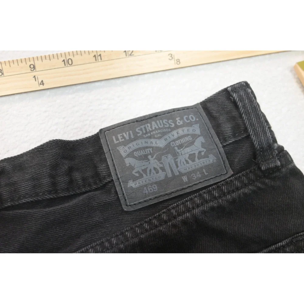Levis 469 Loose Fit Denim Jean Shorts Mens 34 Black Cotton Casual Excellent